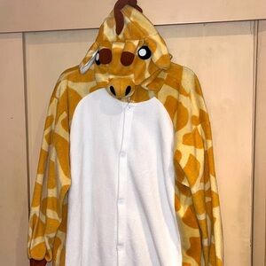 Silver Lilly adult size giraffe button down hoodie costume /pajama size XL